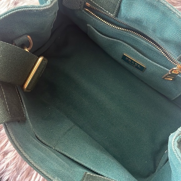 Authentic Prada Canapa Mini 2 way bag shoulder bag green Canvas - Picture 7 of 8
